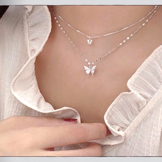 Double Layer Butterfly Necklace