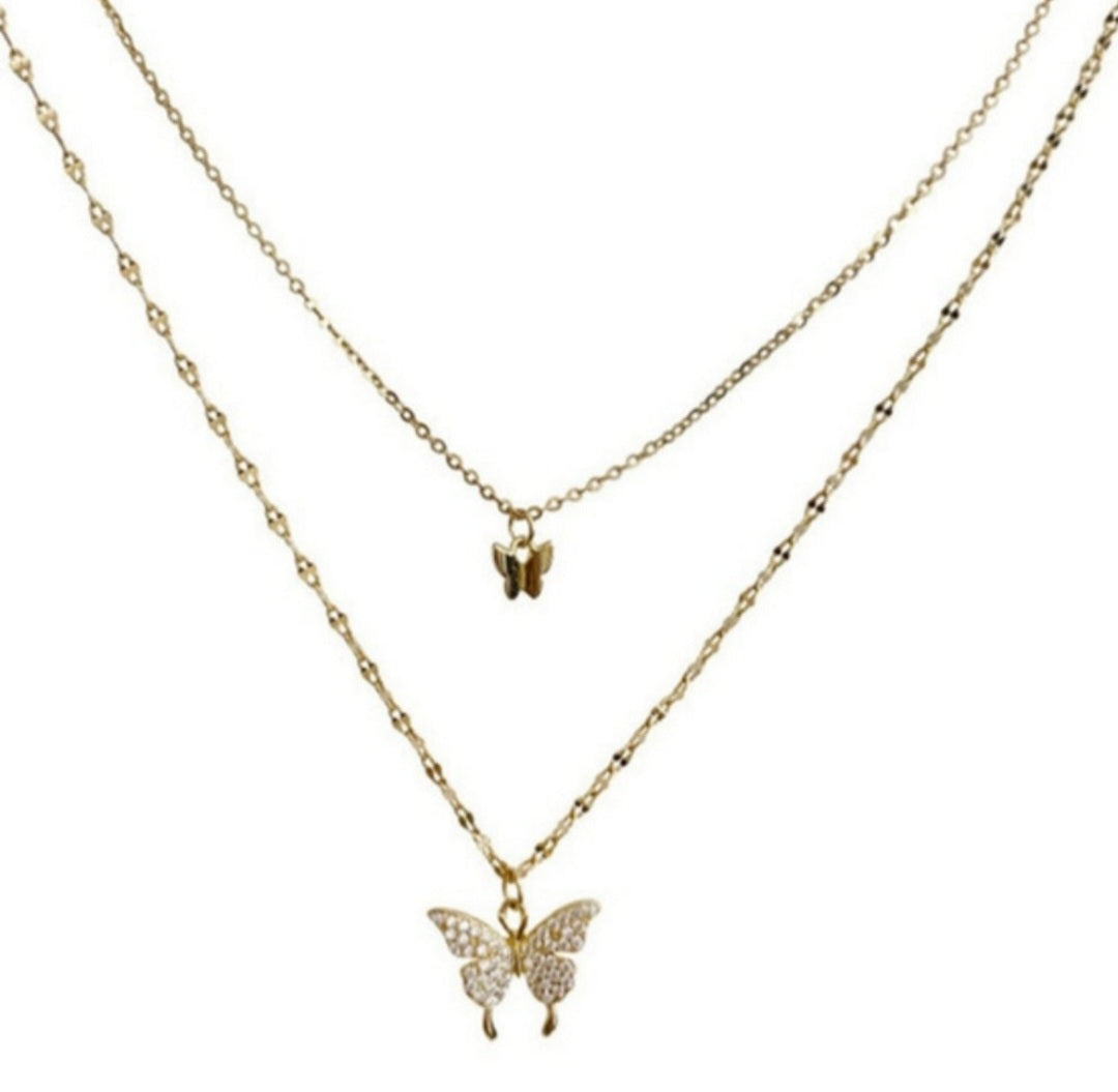 Double Layer Butterfly Necklace