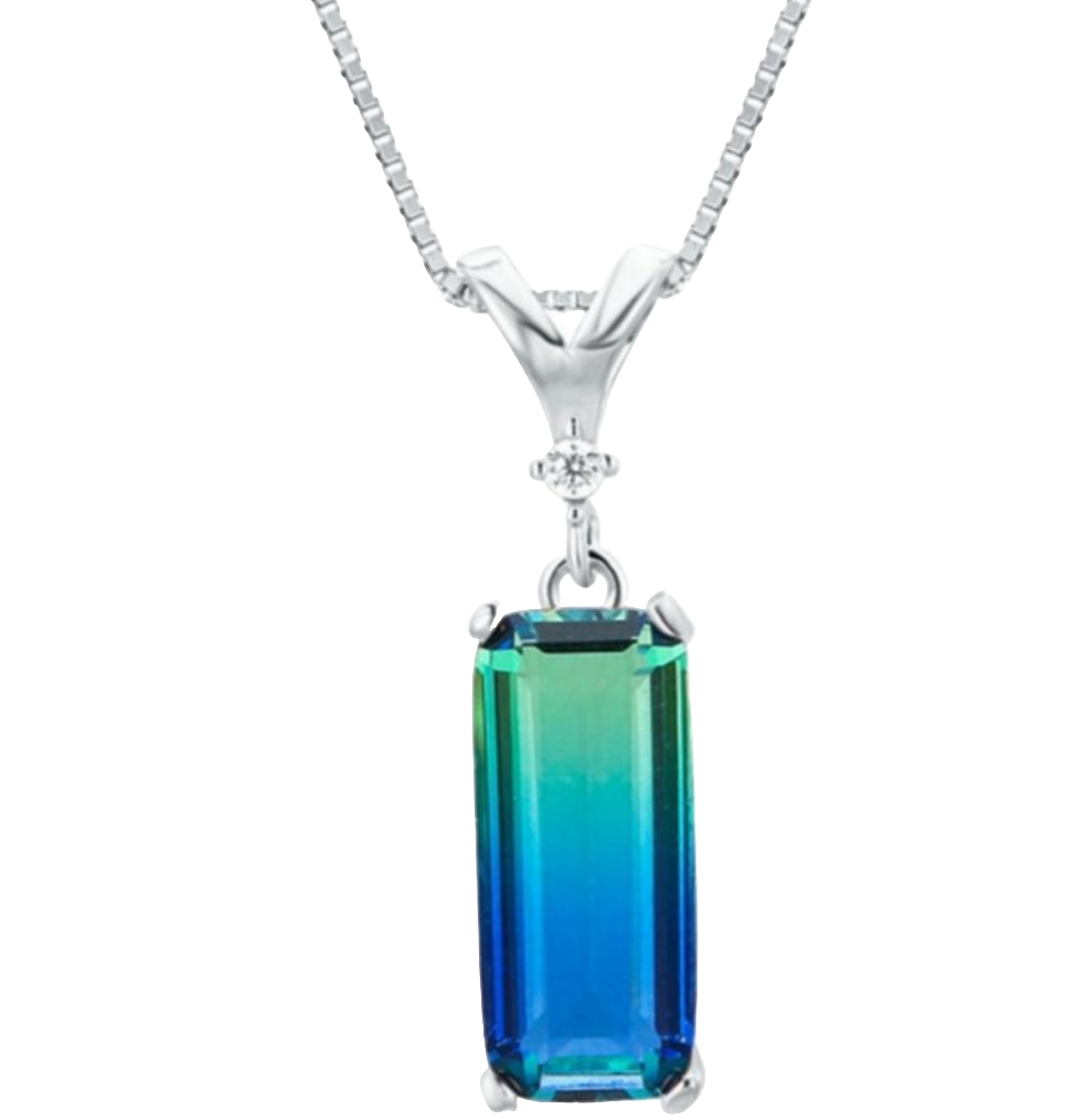 Emerald Cut Tourmaline Necklace