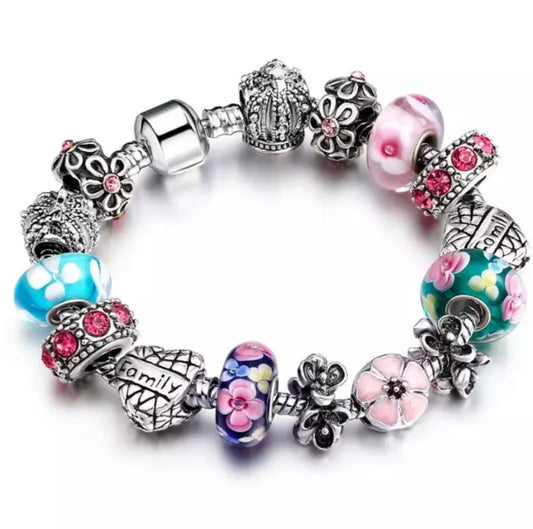 Family Charms Beads Bracelet