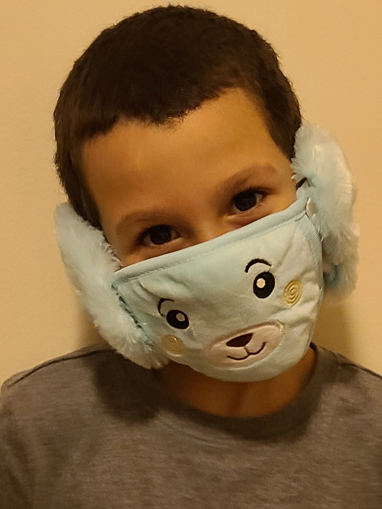 Children Ear Muff Bear Face Mask