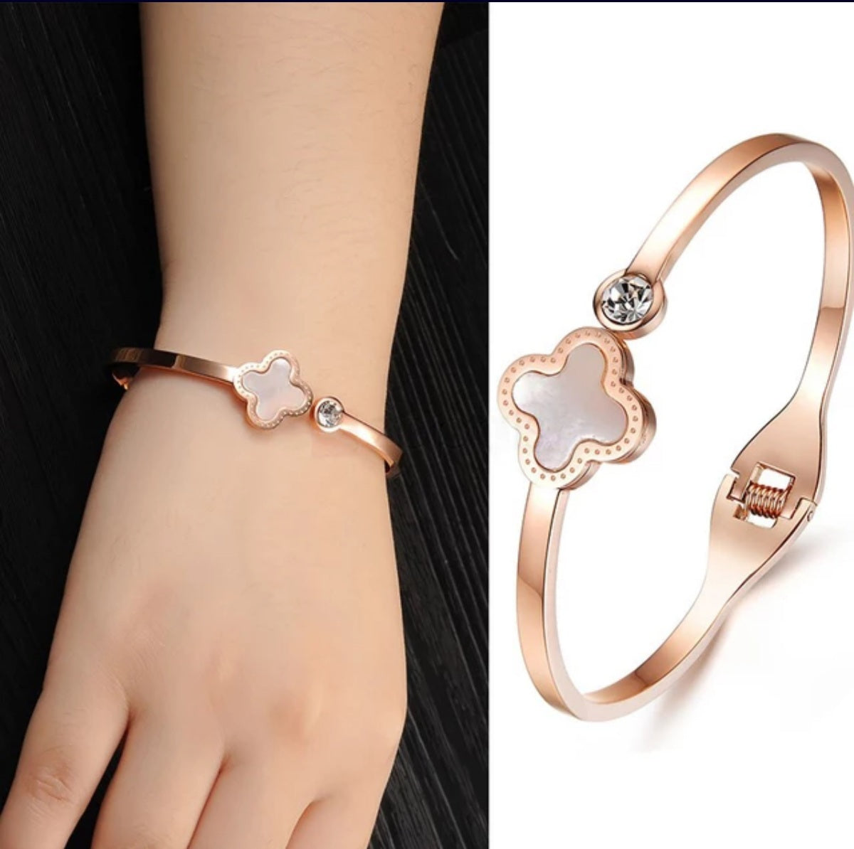 White Clover Bangle Bracelet.