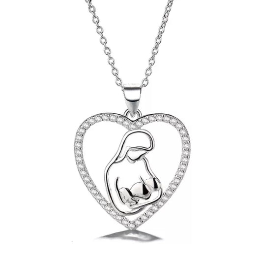 Mom and Baby Heart Necklace.