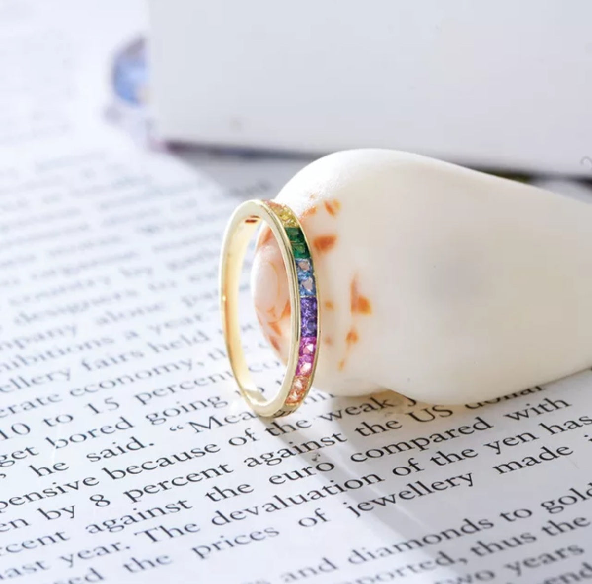 Gold  Eternity Multicolor Ring