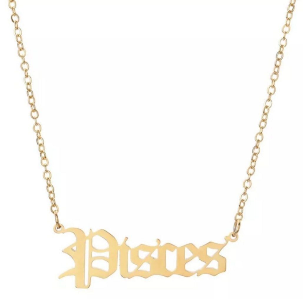 Astrology Zodiac Letters Pendant Necklace