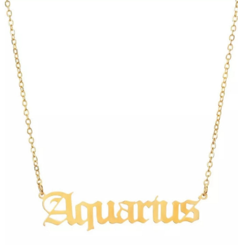 Astrology Zodiac Letters Pendant Necklace