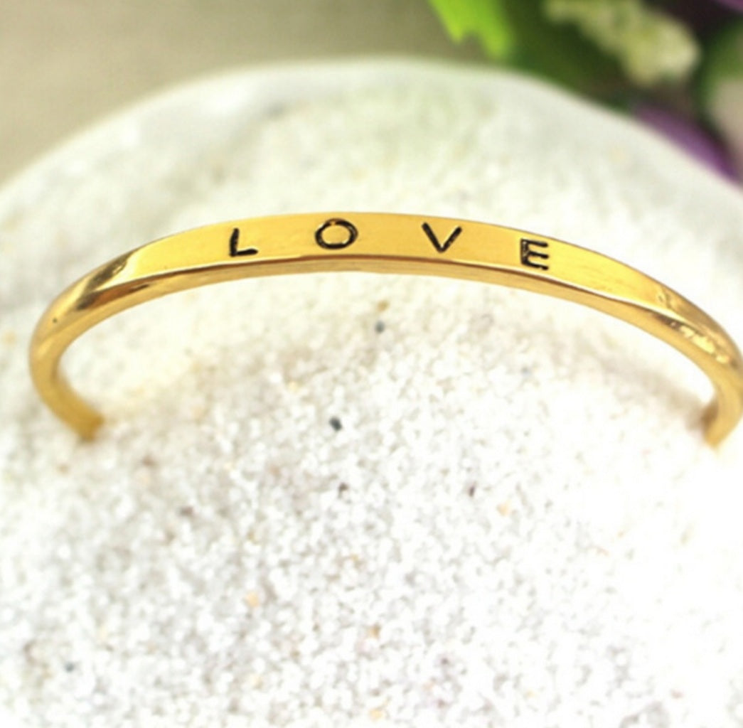 Love Engraved Ball Cuff Bracelet