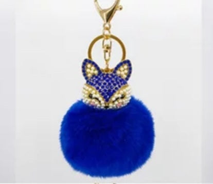 Fur Rhinestone Keychain