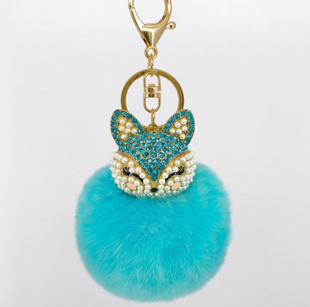 Fur Rhinestone Keychain