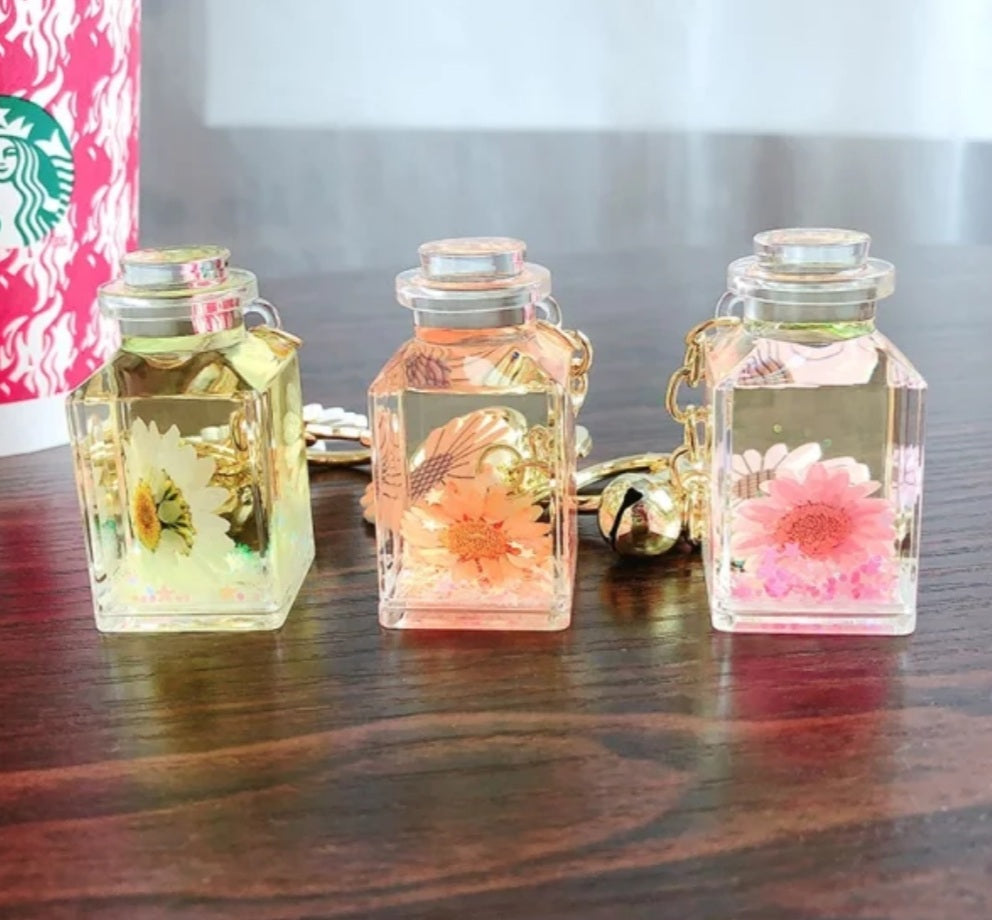 Floating Flower Bottle Keychain