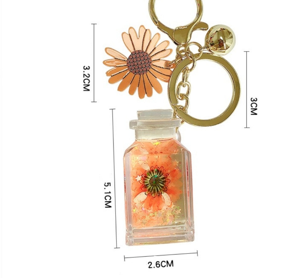 Floating Flower Bottle Keychain