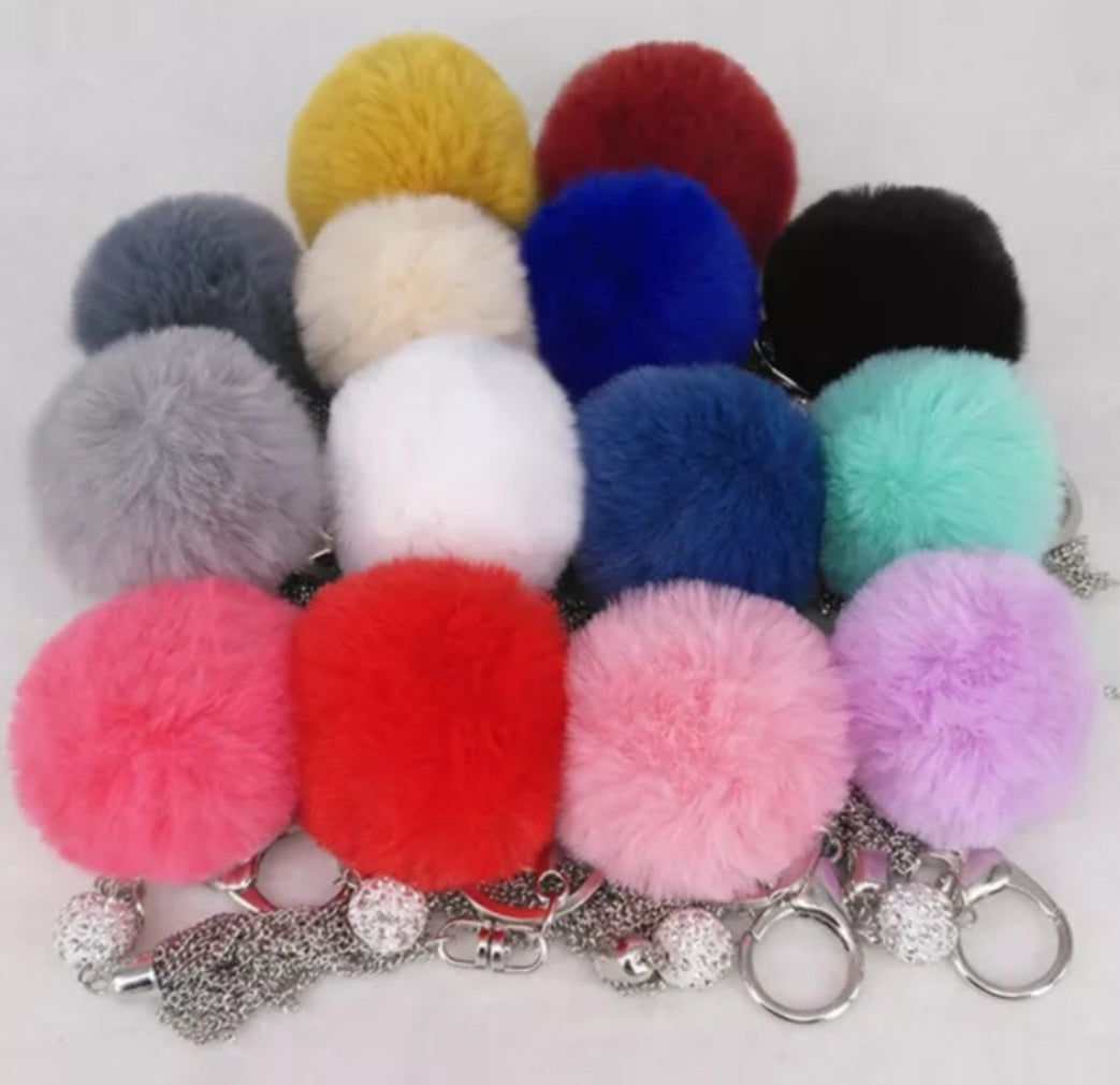 Pom Pom Fur Tassel Keychain