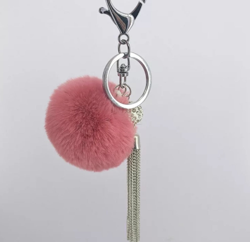 Pom Pom Fur Tassel Keychain