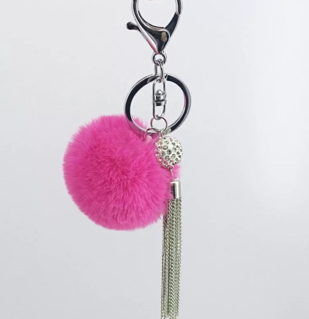 Pom Pom Fur Tassel Keychain