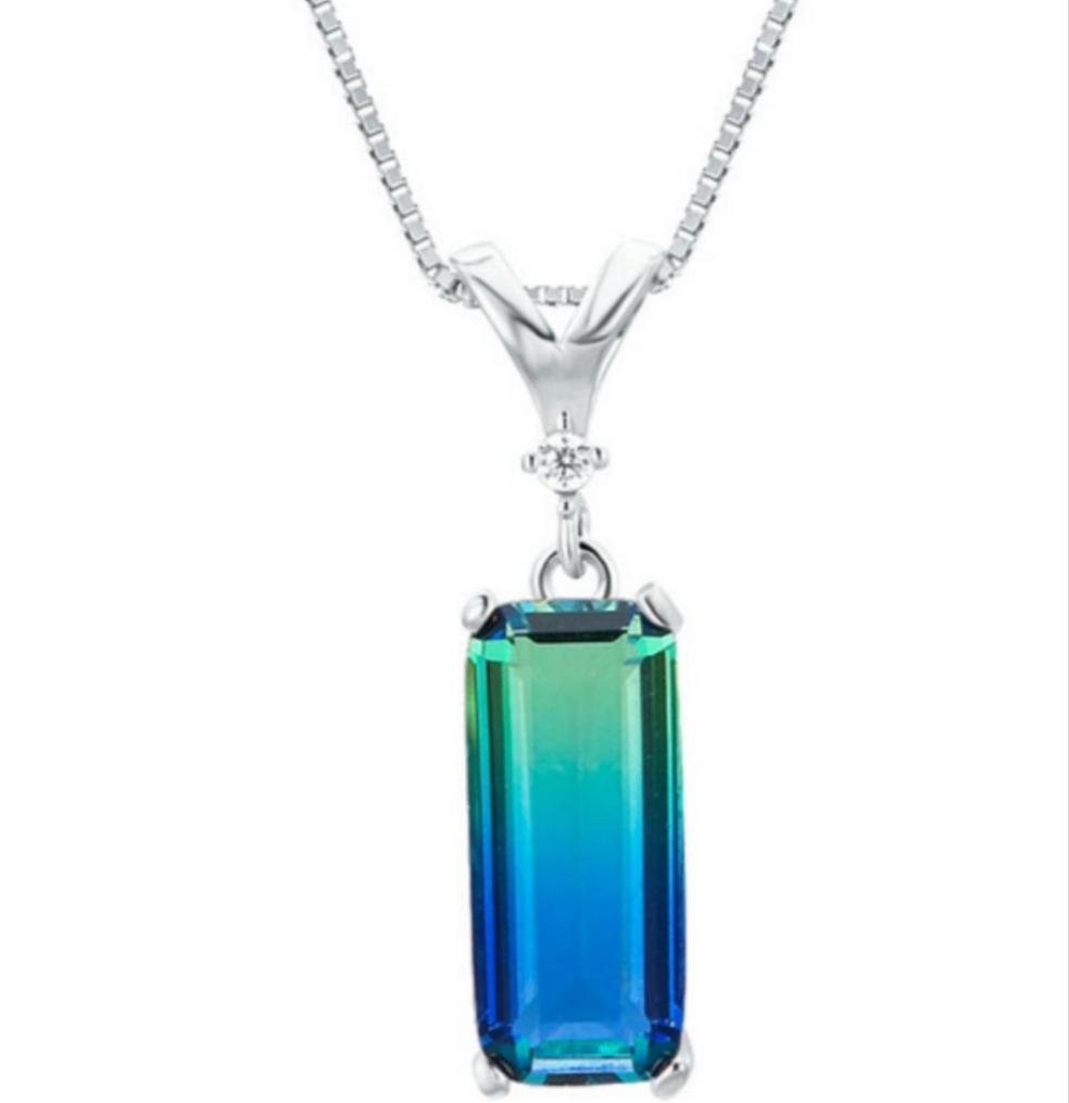 Emerald Cut Tourmaline Necklace